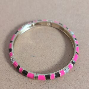 Sequin Pink and Black Enamel Bangle Bracelet